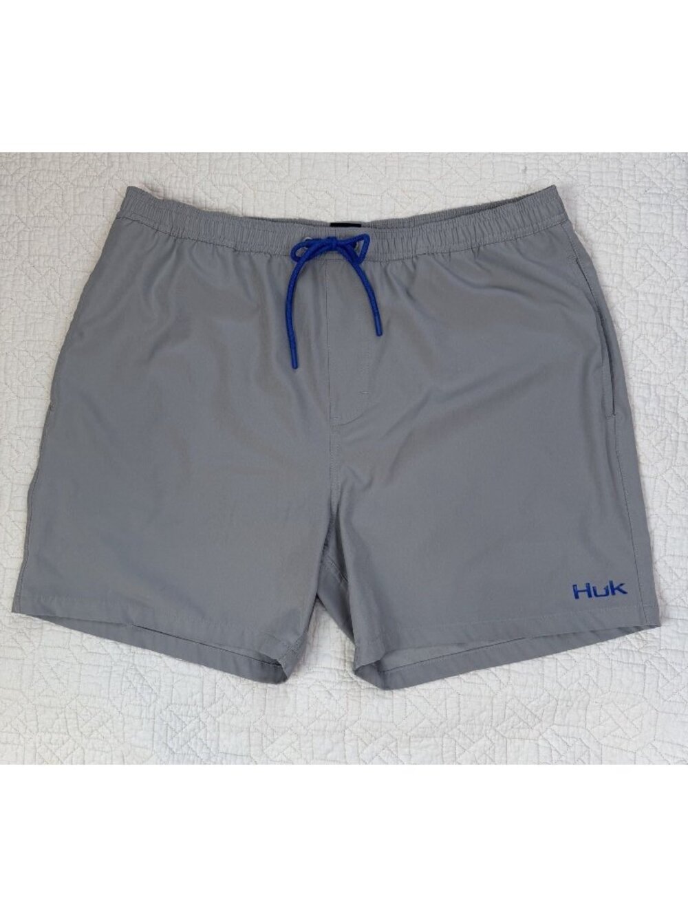 Huk Pursuit Volley Shorts XL Gray Drawstring Waist Lining fishing Swim Athletic